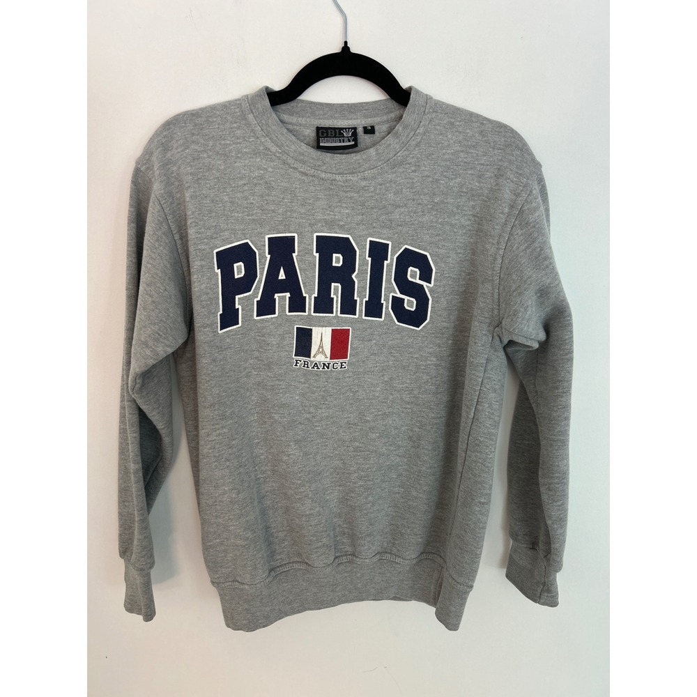 GBL Industry Paris France Eiffel Tower Graphic Sweatshirt Heather Gray Small